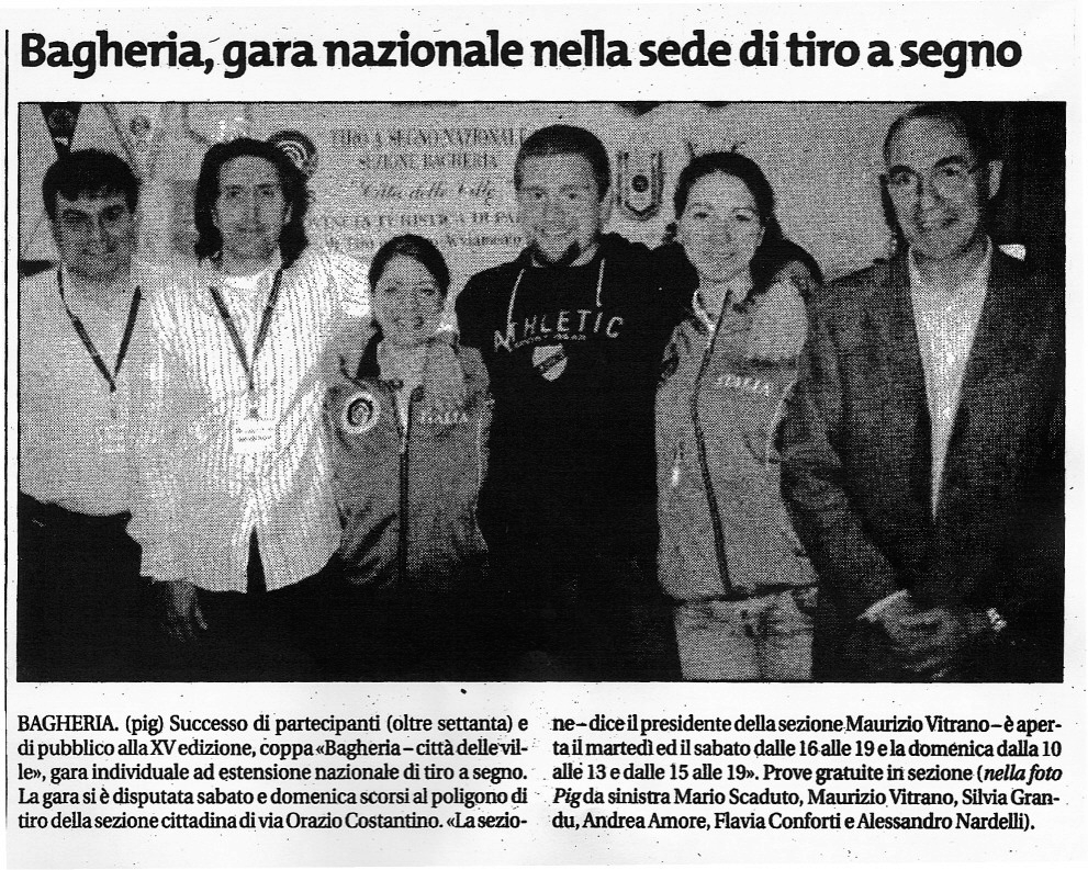 Ritaglio stampa: Bagheria gara nazionale nella sede di tiro a sengno