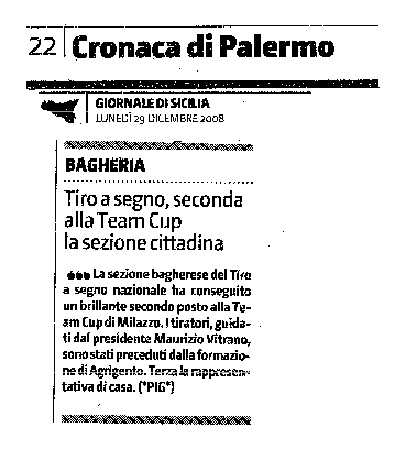 Ritaglio stampa: Tiro a segno, seconda alla Team Cup la sezione cittadina