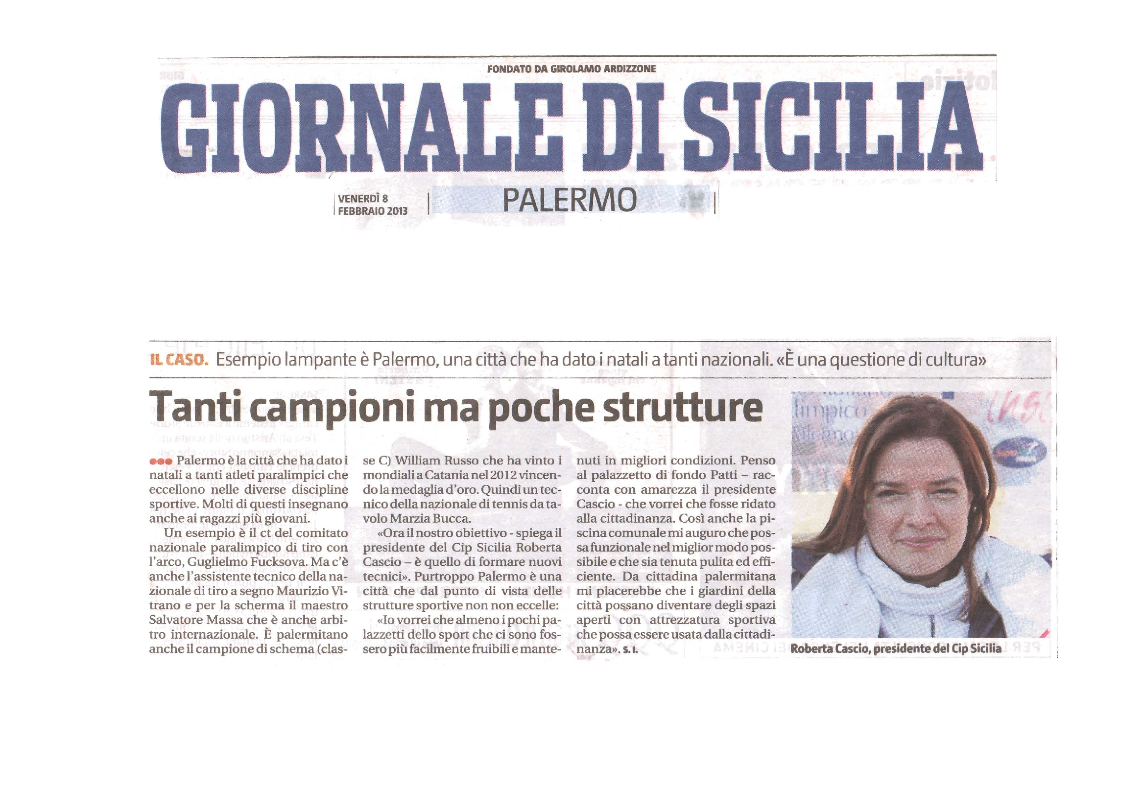 Ritaglio stampa: Articolo GDS del 08 febbraio 2013